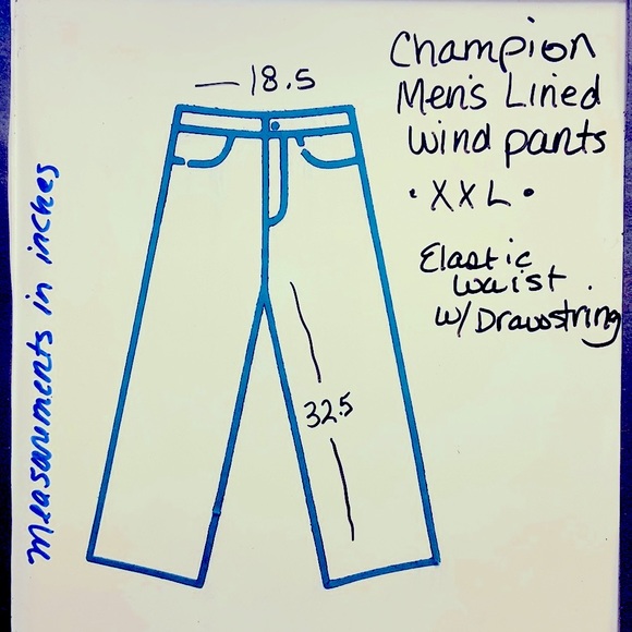 Champion Mens Lined Wind Pants. Size 2X. Like New. - Picture 6 of 8